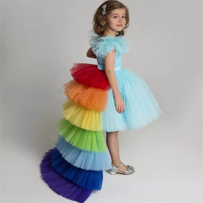 Ella Multicoloured Train Ball Dress - luxebabyco