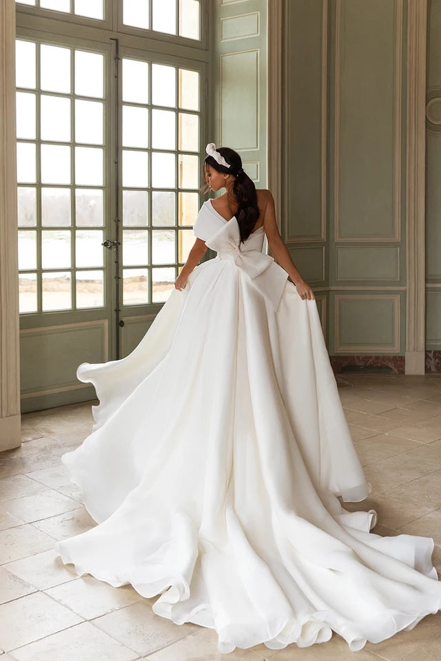 Adored Class Bow Satin Wedding Dress - luxebabyco