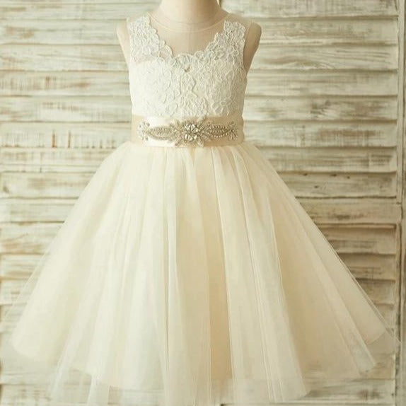 Belle Champagne Tulle Dress 2 to 14 Years - luxebabyco