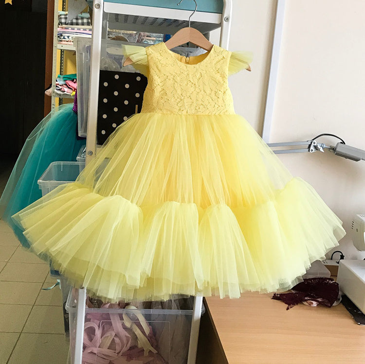 Yellow Lace Tulle Dress - luxebabyco