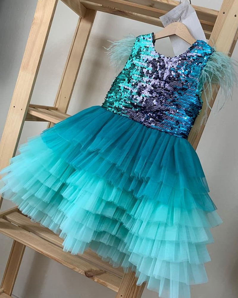 Beautiful Sequined Feather Dress - luxebabyco