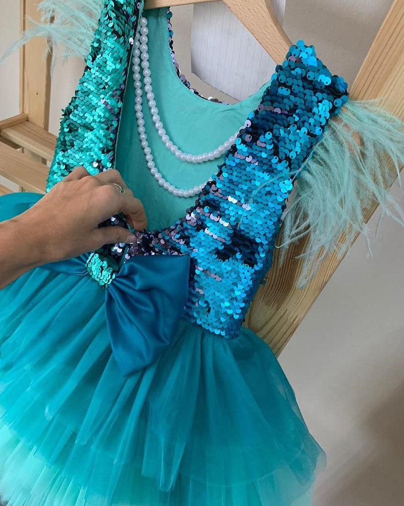 Beautiful Sequined Feather Dress - luxebabyco