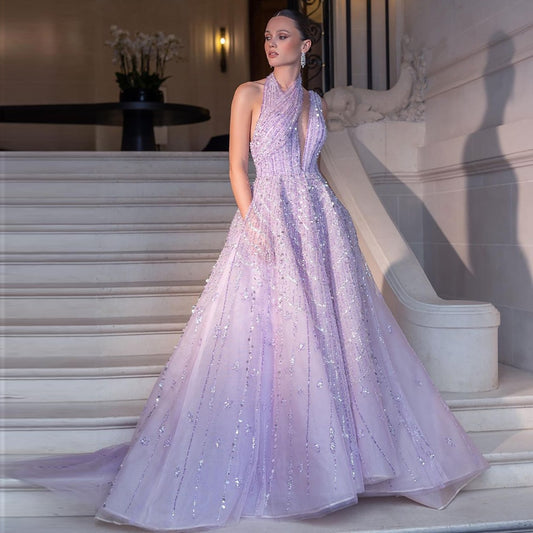 Eva Elegant Crystal Formal Evening Dress