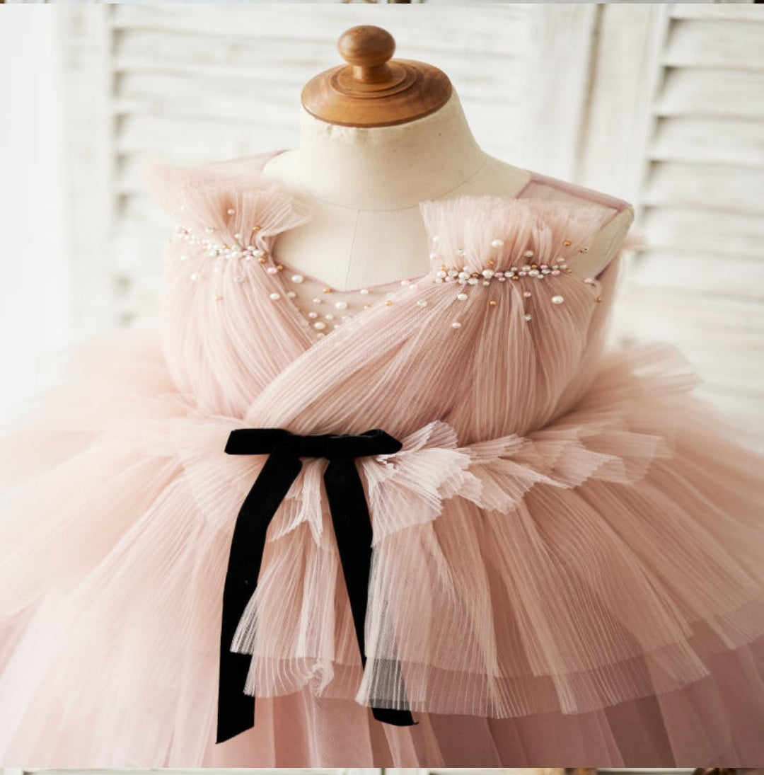 Eva Elegant Pearl Ball Dress - luxebabyco
