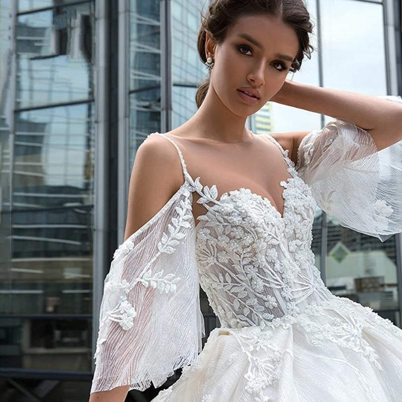 Mysterious Romantic Beaded Wedding Dress - luxebabyco
