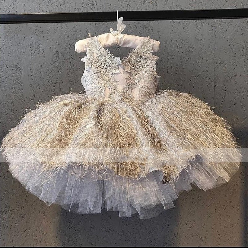 Ava Feather Ball Dress - luxebabyco