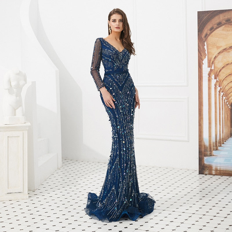Majestic Looks Crystal Beaded Evening Dress - luxebabyco