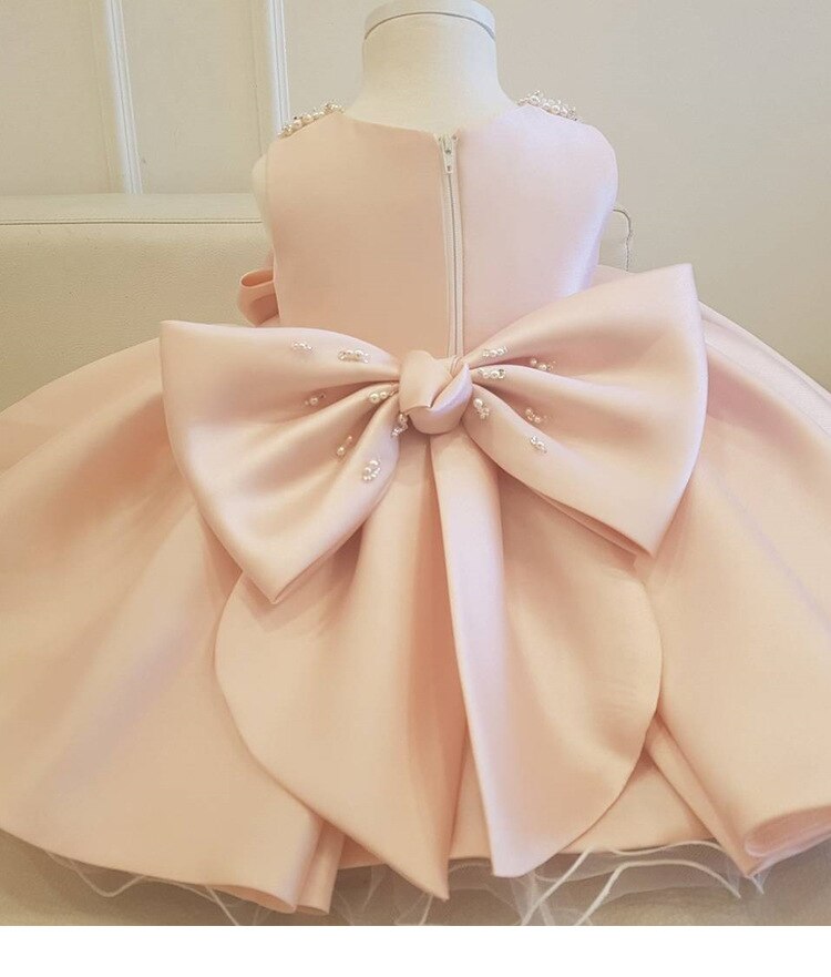 Pearl Beaded Bow Dress - luxebabyco
