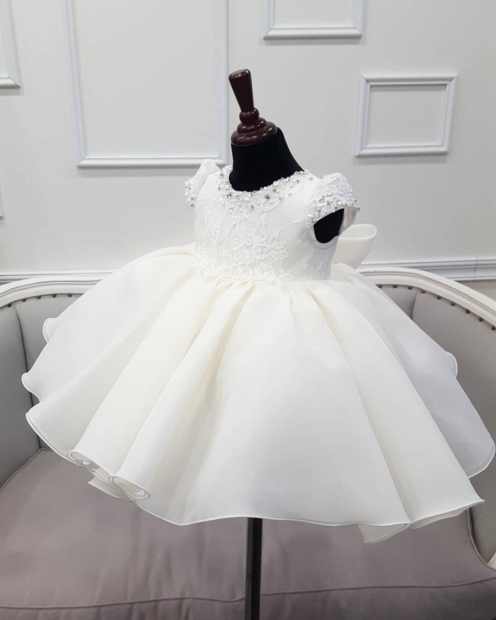 Beaded Tulle Baby Girl Dress - luxebabyco
