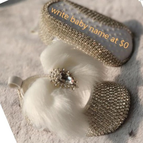 Fur Bling Shoes And Headband Set - luxebabyco