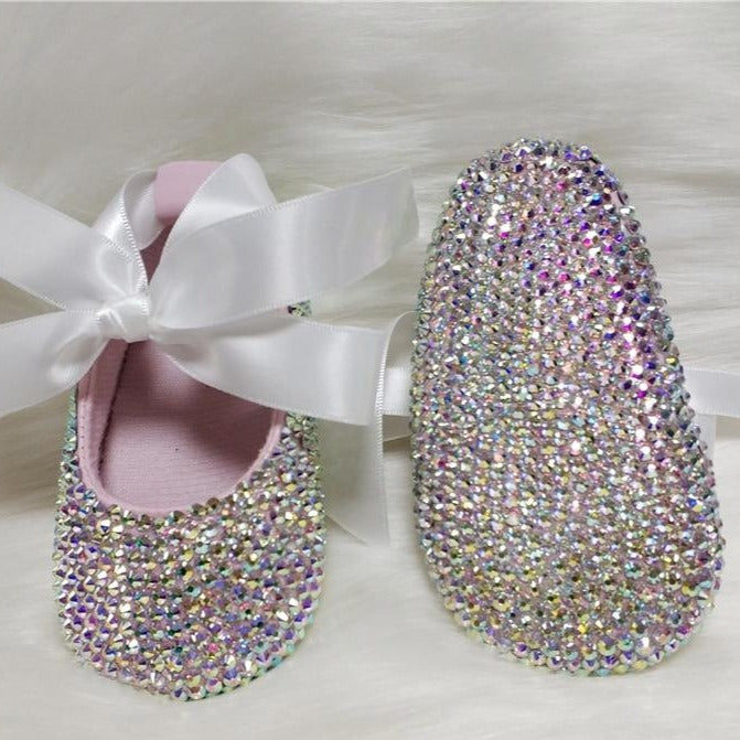 Swarovski Crystals Baby Ribbon Shoe and Pacifier - luxebabyco