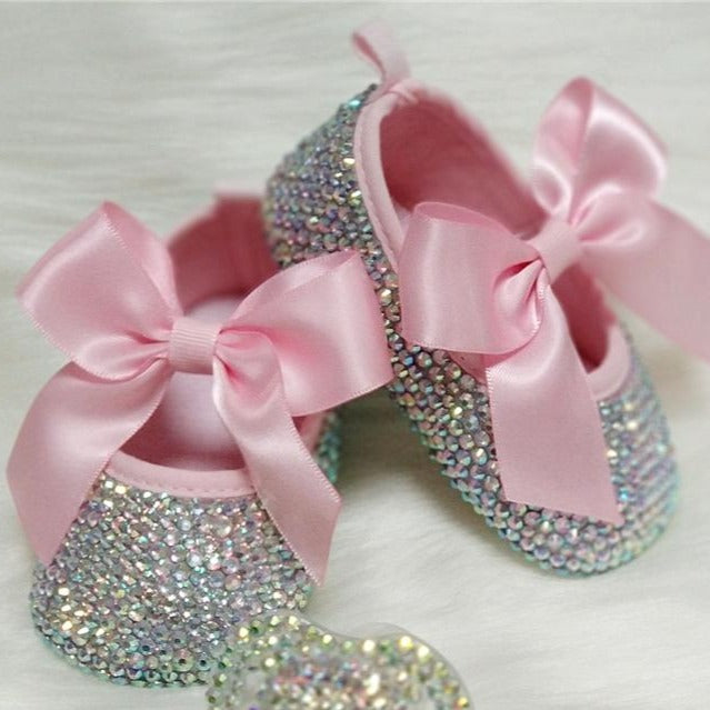 Swarovski Crystals Bow knot Baby Shoes and Pacifier - luxebabyco