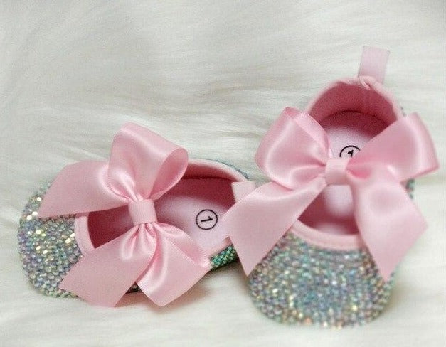 Swarovski Crystals Bow knot Baby Shoes and Pacifier - luxebabyco