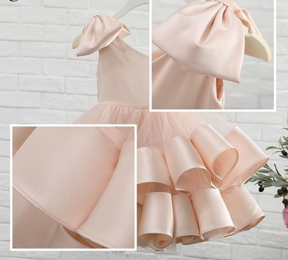 Bow One Shoulder Dress 2 to 14 Years - luxebabyco