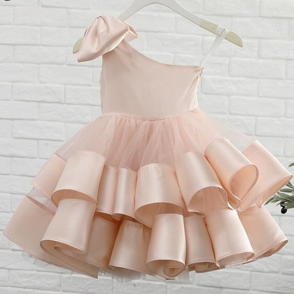 Bow One Shoulder Dress 2 to 14 Years - luxebabyco