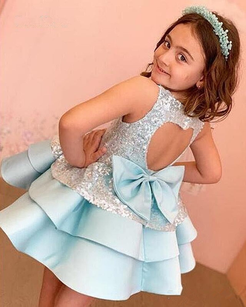 Backless Sequin Bow Dress - luxebabyco