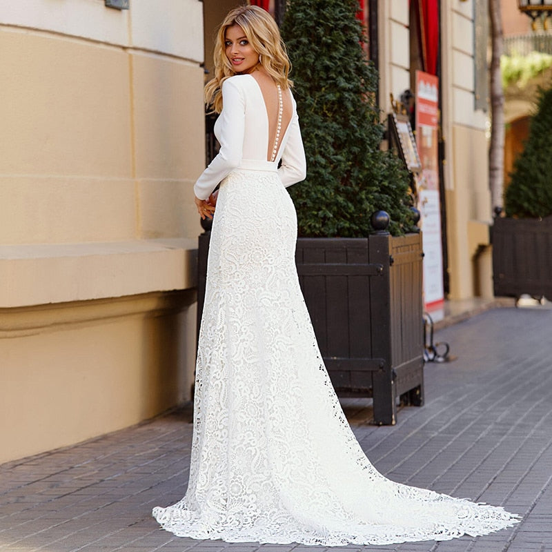 Rare Desires Long Sleeve Wedding Dress - luxebabyco