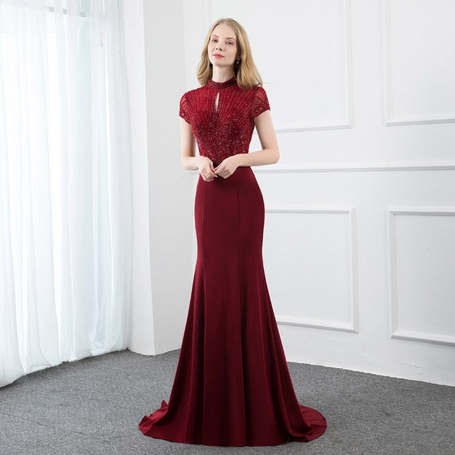 Elegant Goddess Burgundy Evening Dress - luxebabyco