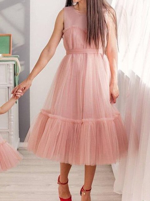 Simple Pleated Tulle Lace Dress - luxebabyco